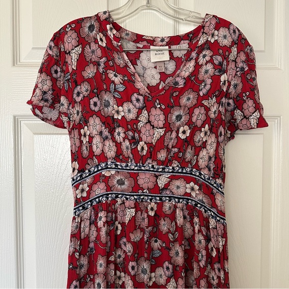 Red Midi Sundress with Smocked Tiered Design for Casual Wear - Picture 3 of 11